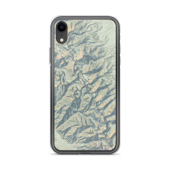 Custom iPhone XR Eureka Mountain Colorado Map Phone Case in Woodblock