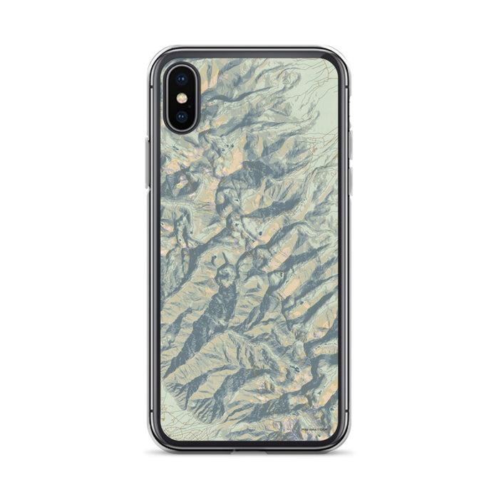 Custom iPhone X/XS Eureka Mountain Colorado Map Phone Case in Woodblock