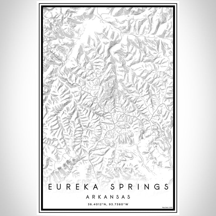 Eureka Springs Arkansas Map Print Portrait Orientation in Classic Style With Shaded Background