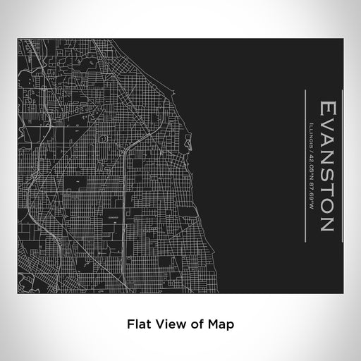 Rendered View of Evanston Illinois Map Engraving on 20oz Stainless Steel Insulated Bottle with Bamboo Top in Black