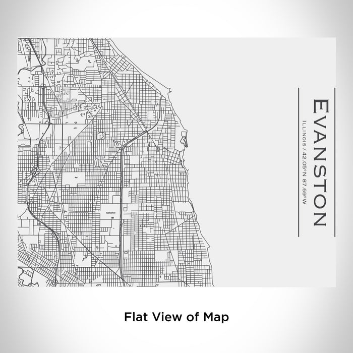 Rendered View of Evanston Illinois Map Engraving on 20oz Stainless Steel Insulated Bottle with Bamboo Top in White