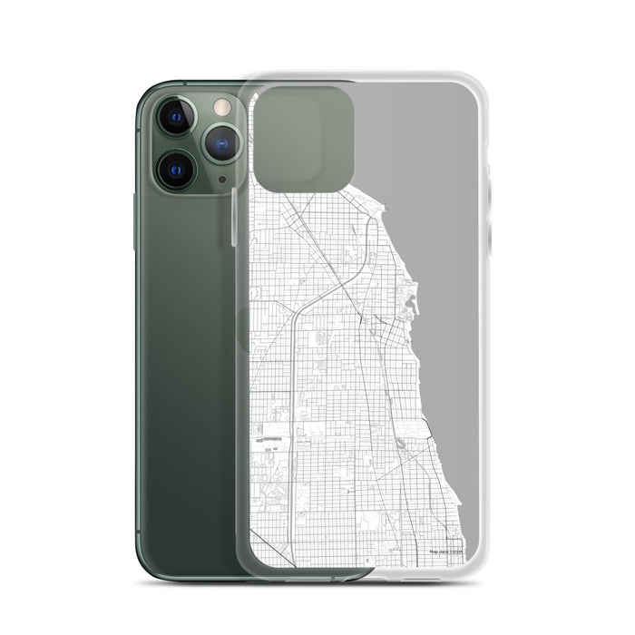 Custom Evanston Illinois Map Phone Case in Classic on Table with Laptop and Plant