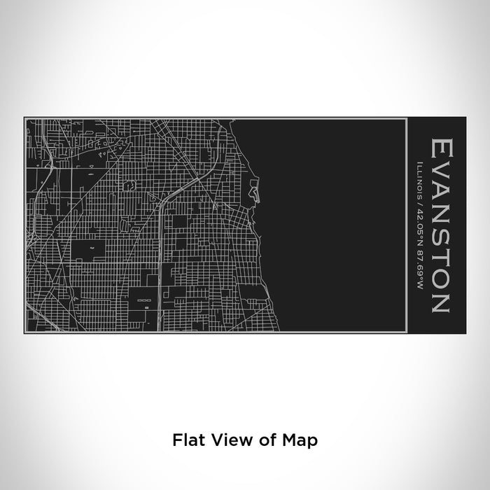 Rendered View of Evanston Illinois Map Engraving on 17oz Stainless Steel Insulated Cola Bottle in Black