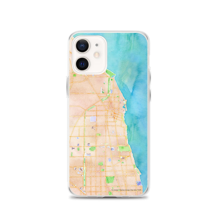 Custom Evanston Illinois Map iPhone 12 Phone Case in Watercolor