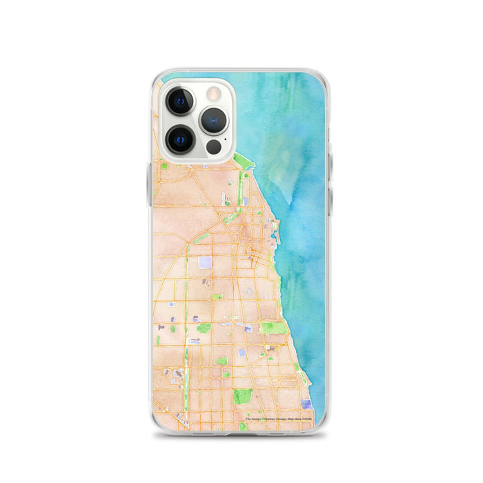Custom Evanston Illinois Map iPhone 12 Pro Phone Case in Watercolor