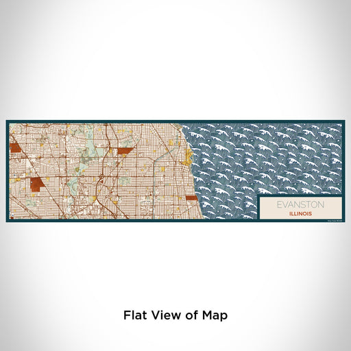 Flat View of Map Custom Evanston Illinois Map Enamel Mug in Woodblock