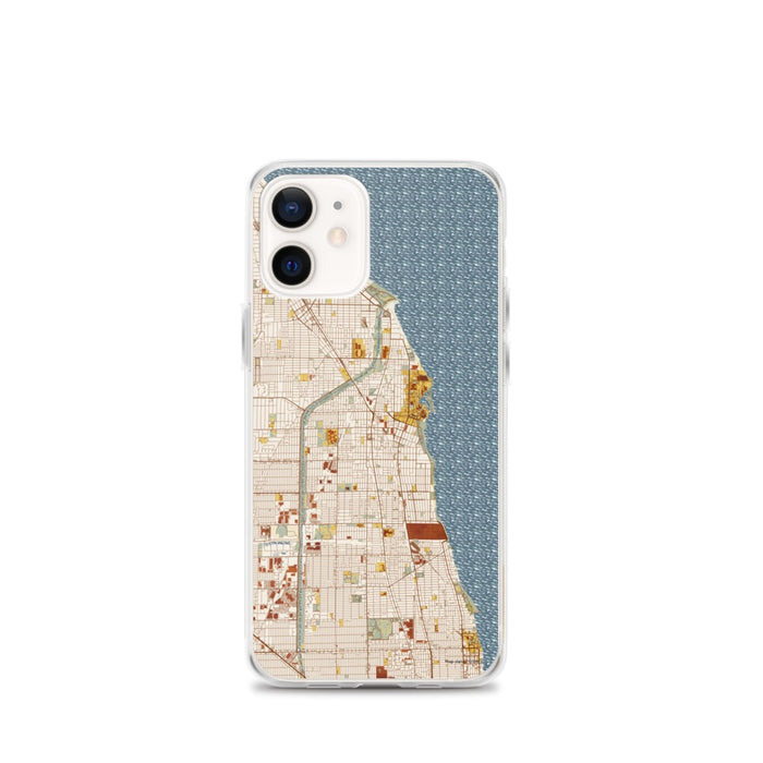 Custom Evanston Illinois Map iPhone 12 mini Phone Case in Woodblock