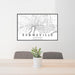 24x36 Evansville Indiana Map Print Landscape Orientation in Classic Style Behind 2 Chairs Table and Potted Plant