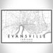 Evansville Indiana Map Print Landscape Orientation in Classic Style With Shaded Background