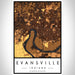 Evansville Indiana Map Print Portrait Orientation in Ember Style With Shaded Background