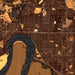Evansville Indiana Map Print in Ember Style Zoomed In Close Up Showing Details