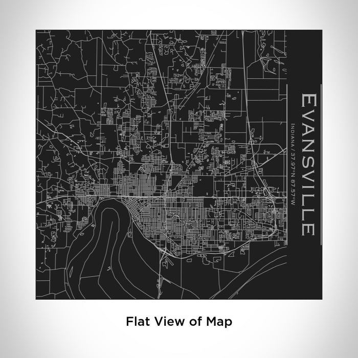 Rendered View of Evansville Indiana Map Engraving on 17oz Stainless Steel Insulated Tumbler in Black