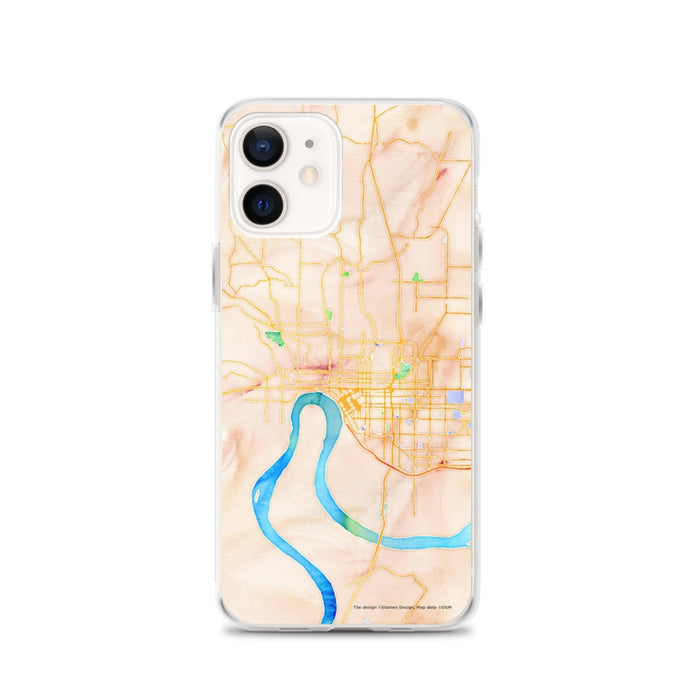 Custom Evansville Indiana Map iPhone 12 Phone Case in Watercolor