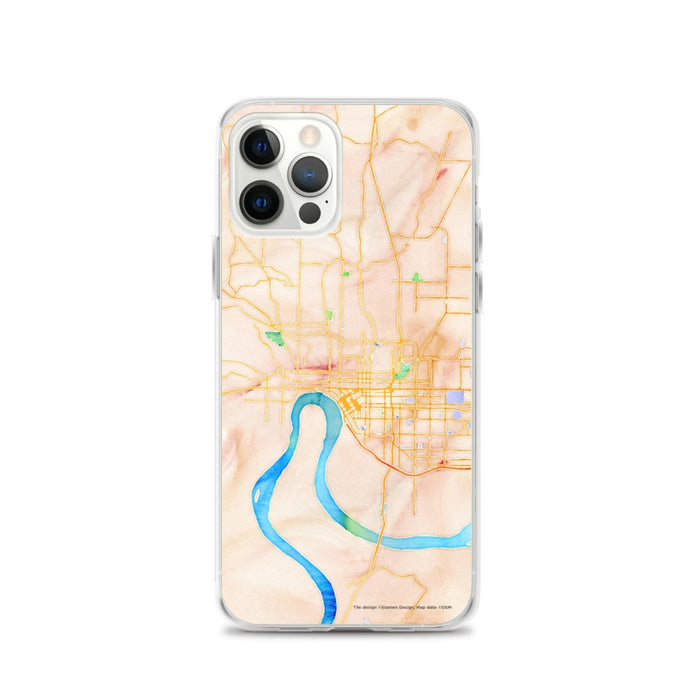 Custom Evansville Indiana Map iPhone 12 Pro Phone Case in Watercolor