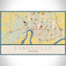 Evansville Indiana Map Print Landscape Orientation in Woodblock Style With Shaded Background