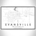 Evansville Wisconsin Map Print Landscape Orientation in Classic Style With Shaded Background