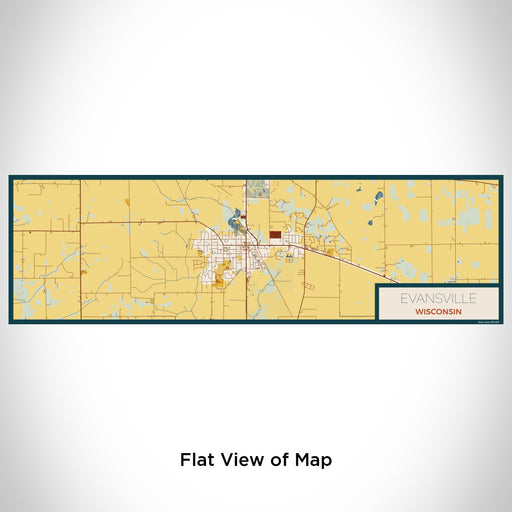 Flat View of Map Custom Evansville Wisconsin Map Enamel Mug in Woodblock
