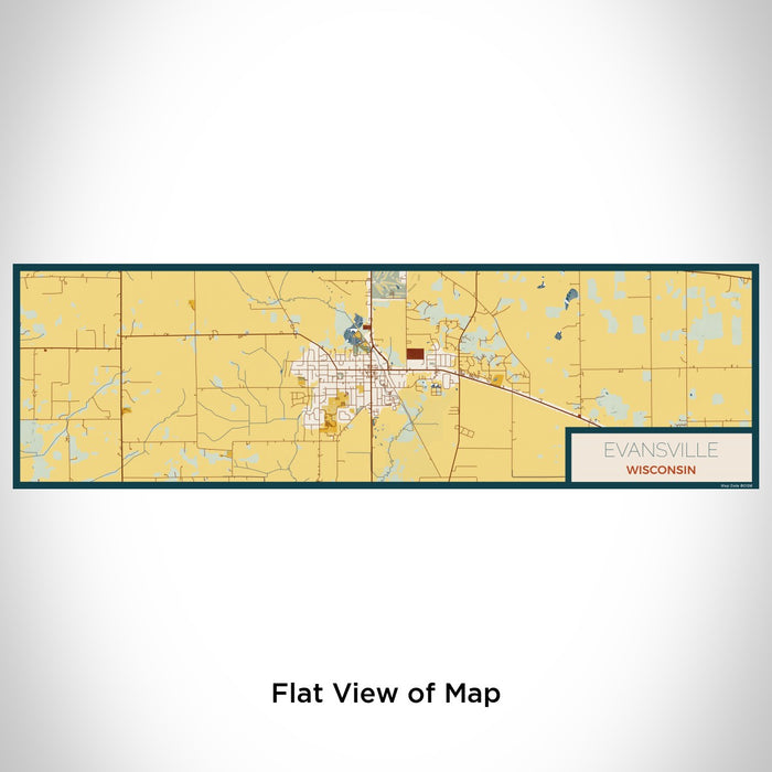 Flat View of Map Custom Evansville Wisconsin Map Enamel Mug in Woodblock