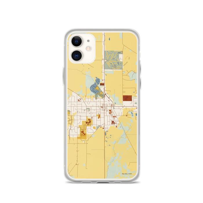 Custom iPhone 11 Evansville Wisconsin Map Phone Case in Woodblock