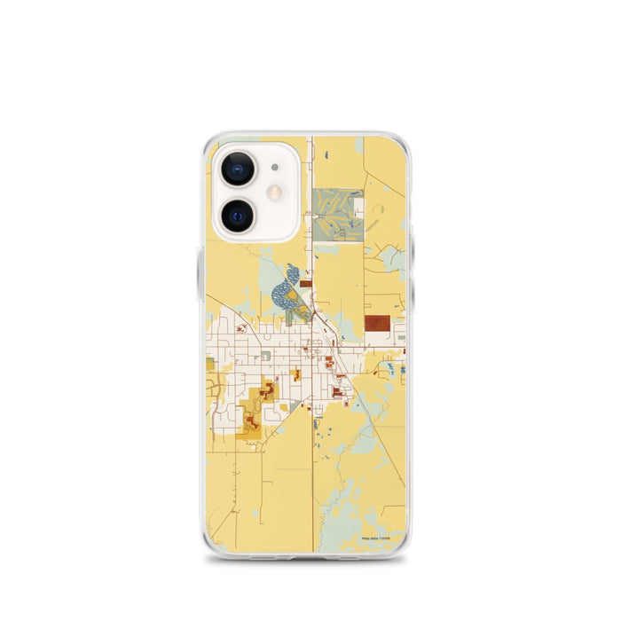 Custom iPhone 12 mini Evansville Wisconsin Map Phone Case in Woodblock