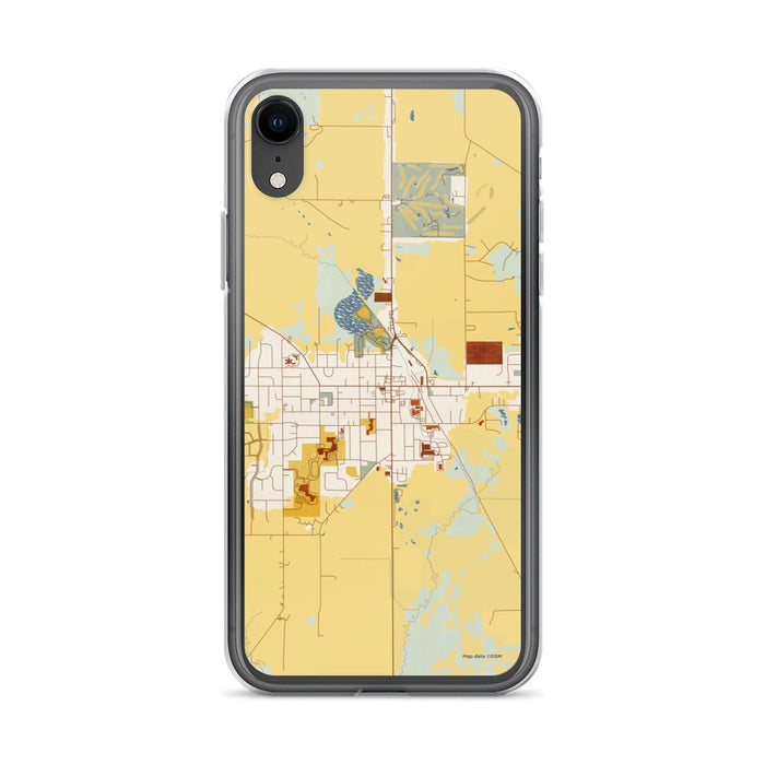 Custom iPhone XR Evansville Wisconsin Map Phone Case in Woodblock