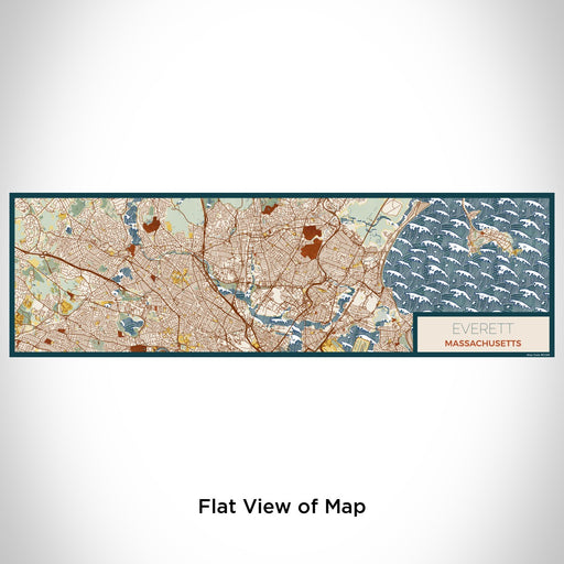 Flat View of Map Custom Everett Massachusetts Map Enamel Mug in Woodblock