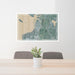 24x36 Everett Washington Map Print Lanscape Orientation in Afternoon Style Behind 2 Chairs Table and Potted Plant