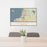 24x36 Everett Washington Map Print Lanscape Orientation in Woodblock Style Behind 2 Chairs Table and Potted Plant