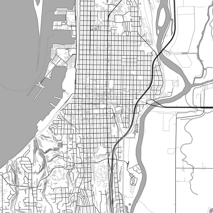 Everett Washington Map Print in Classic Style Zoomed In Close Up Showing Details