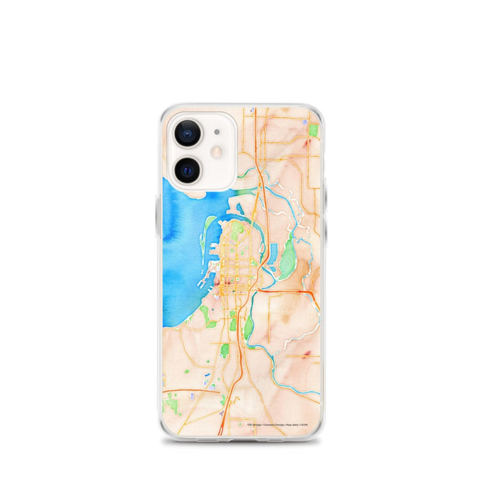 Custom iPhone 12 mini Everett Washington Map Phone Case in Watercolor