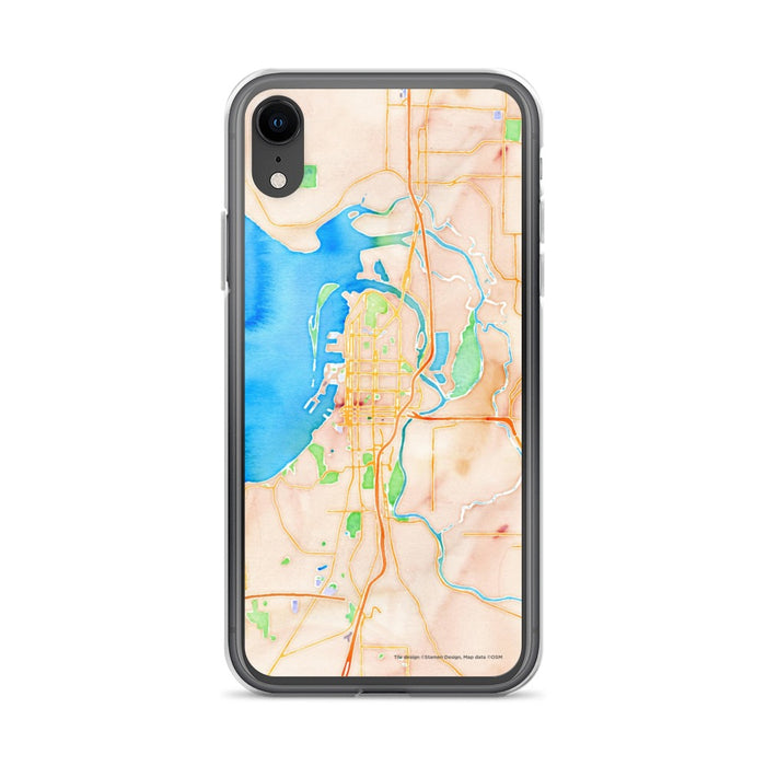 Custom iPhone XR Everett Washington Map Phone Case in Watercolor