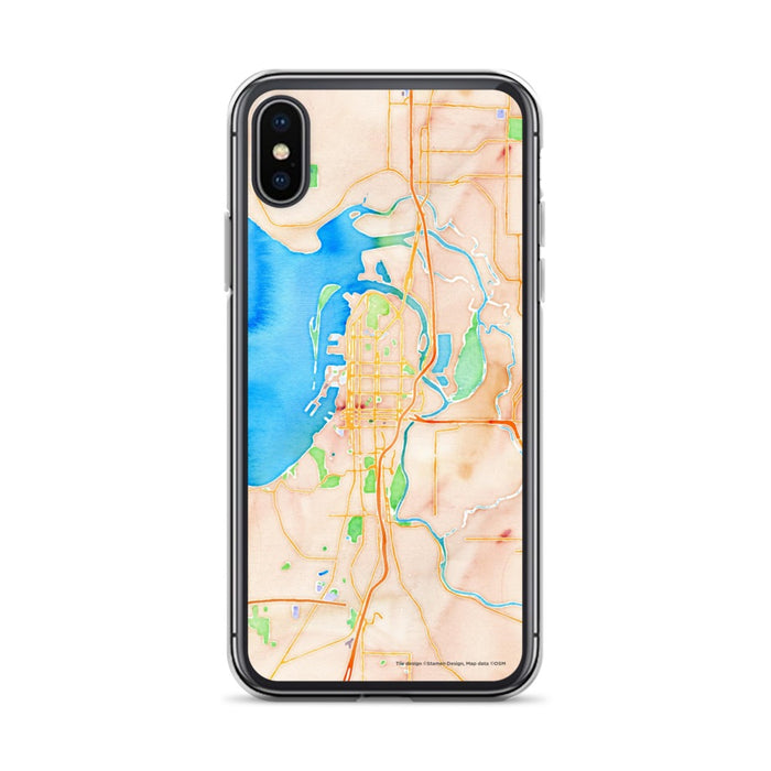 Custom iPhone X/XS Everett Washington Map Phone Case in Watercolor