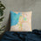 Custom Everett Washington Map Throw Pillow in Watercolor on Bedding Against Wall