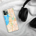 Custom Everett Washington Map Phone Case in Watercolor on Table with Black Headphones