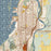 Everett Washington Map Print in Woodblock Style Zoomed In Close Up Showing Details