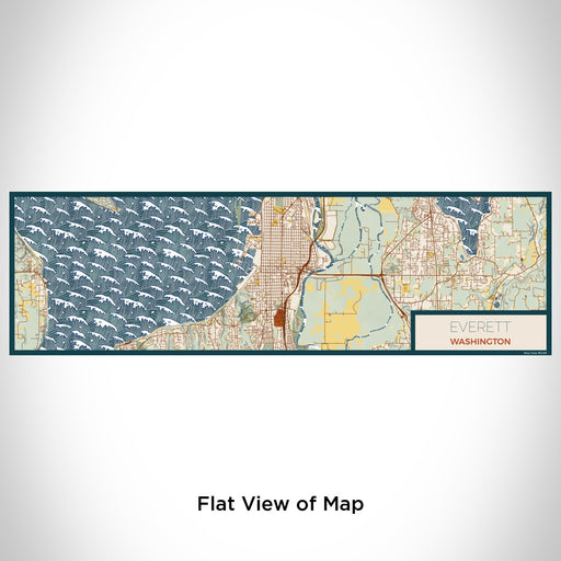 Flat View of Map Custom Everett Washington Map Enamel Mug in Woodblock