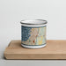 Front View Custom Everett Washington Map Enamel Mug in Woodblock on Cutting Board