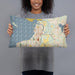 Person holding 20x12 Custom Everett Washington Map Throw Pillow in Woodblock