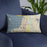Custom Everett Washington Map Throw Pillow in Woodblock on Blue Colored Chair