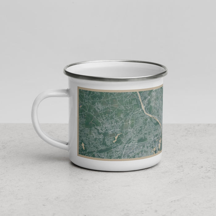 Left View Custom Ewing Township New Jersey Map Enamel Mug in Afternoon