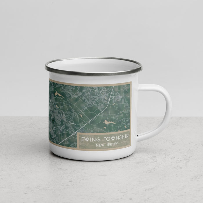 Right View Custom Ewing Township New Jersey Map Enamel Mug in Afternoon