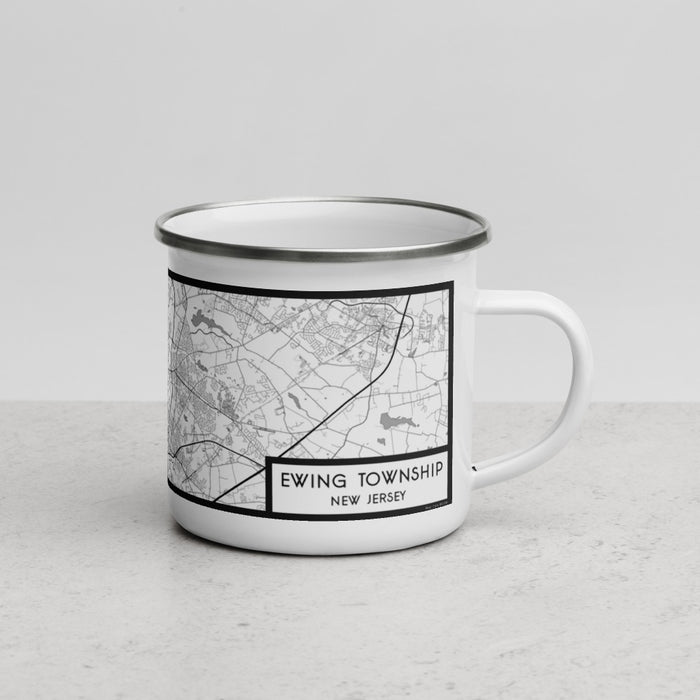 Right View Custom Ewing Township New Jersey Map Enamel Mug in Classic