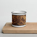 Front View Custom Ewing Township New Jersey Map Enamel Mug in Ember on Cutting Board