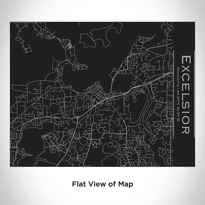 Rendered View of Excelsior Minnesota Map Engraving on 20oz Stainless Steel Insulated Bottle with Bamboo Top in Black