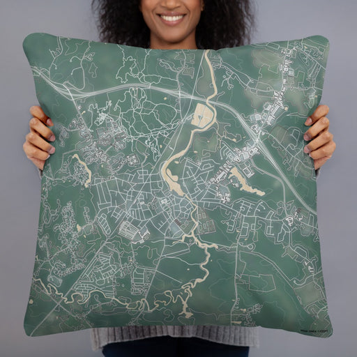 Person holding 22x22 Custom Exeter New Hampshire Map Throw Pillow in Afternoon