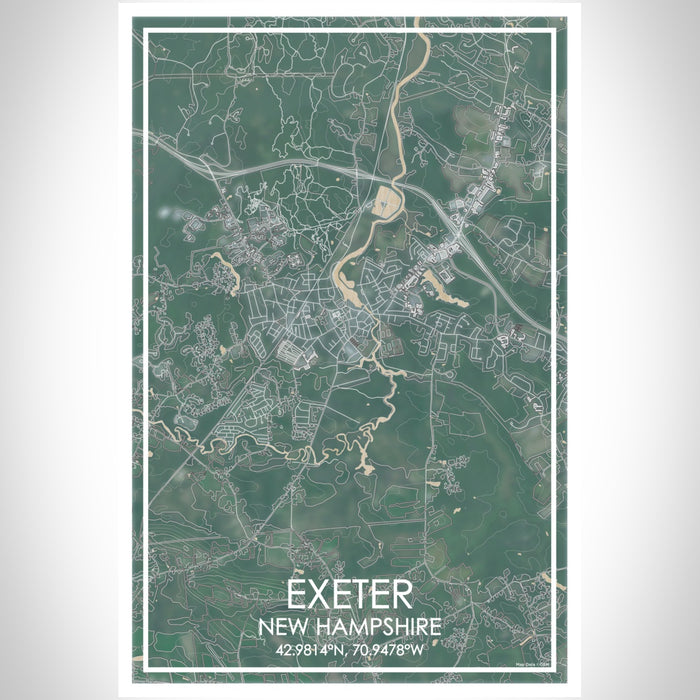 Exeter New Hampshire Map Print Portrait Orientation in Afternoon Style With Shaded Background
