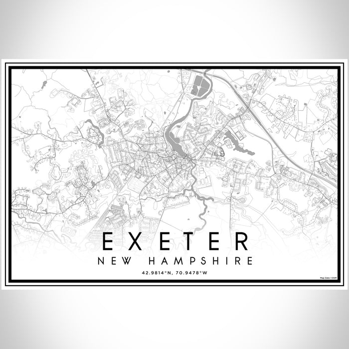 Exeter New Hampshire Map Print Landscape Orientation in Classic Style With Shaded Background