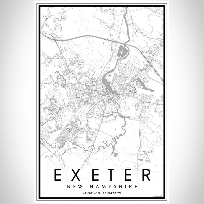 Exeter New Hampshire Map Print Portrait Orientation in Classic Style With Shaded Background