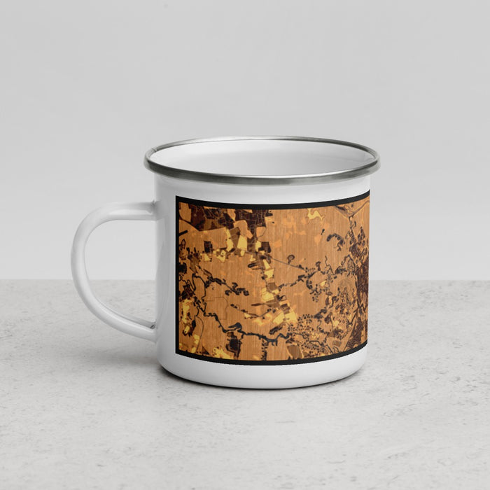 Left View Custom Exeter New Hampshire Map Enamel Mug in Ember