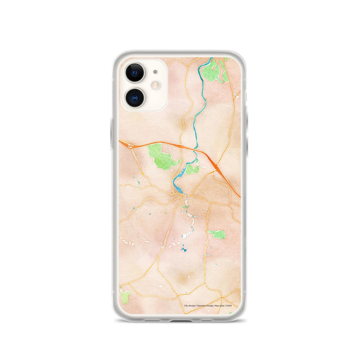 Custom iPhone 11 Exeter New Hampshire Map Phone Case in Watercolor